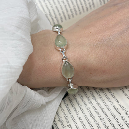 Bracciale Prehnite e Argento 925 - a goccia