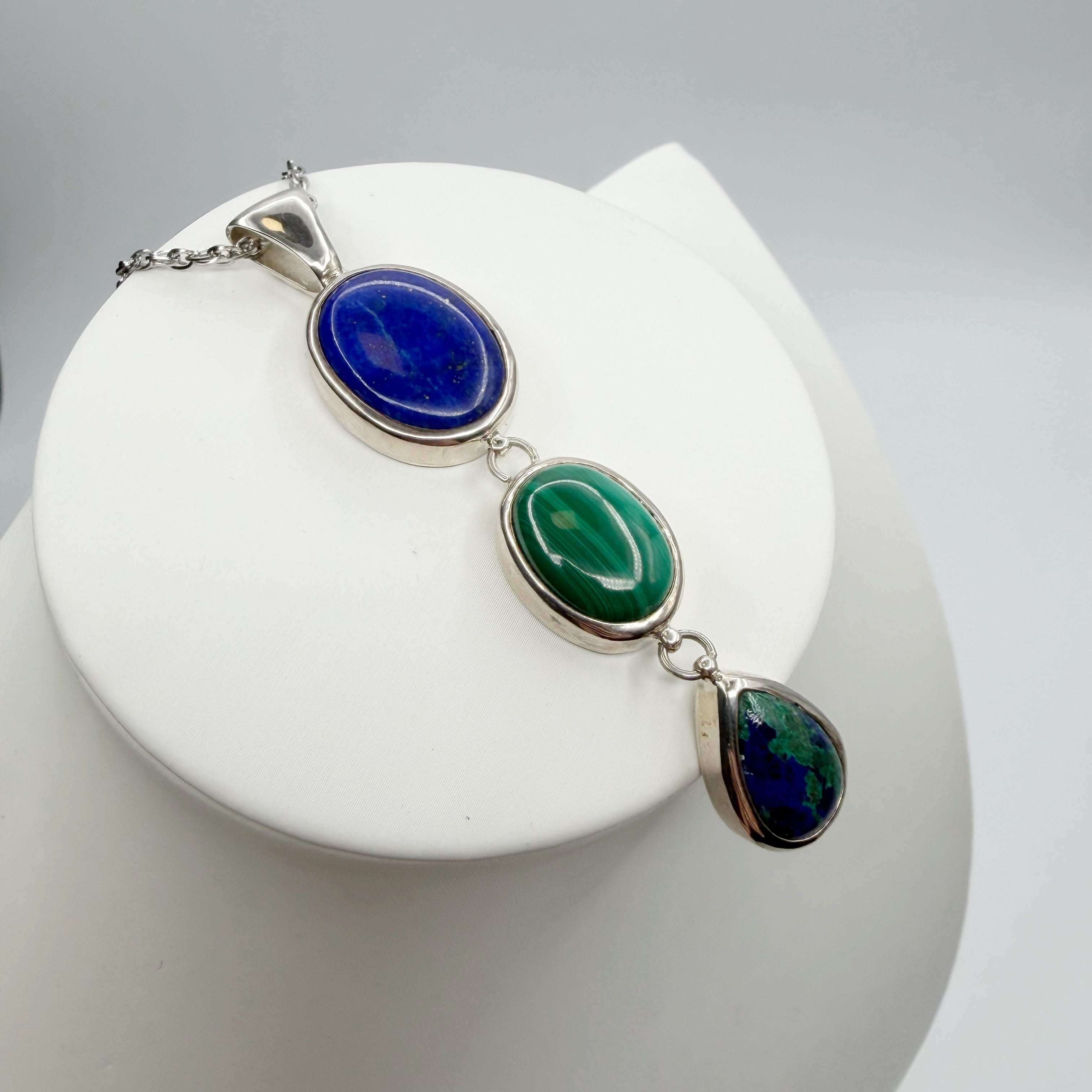 Ciondolo Lapislazzuli, Malachite, Azzurrite - Argento 925