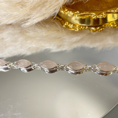 Bracciale Quarzo Rosa e Argento 925