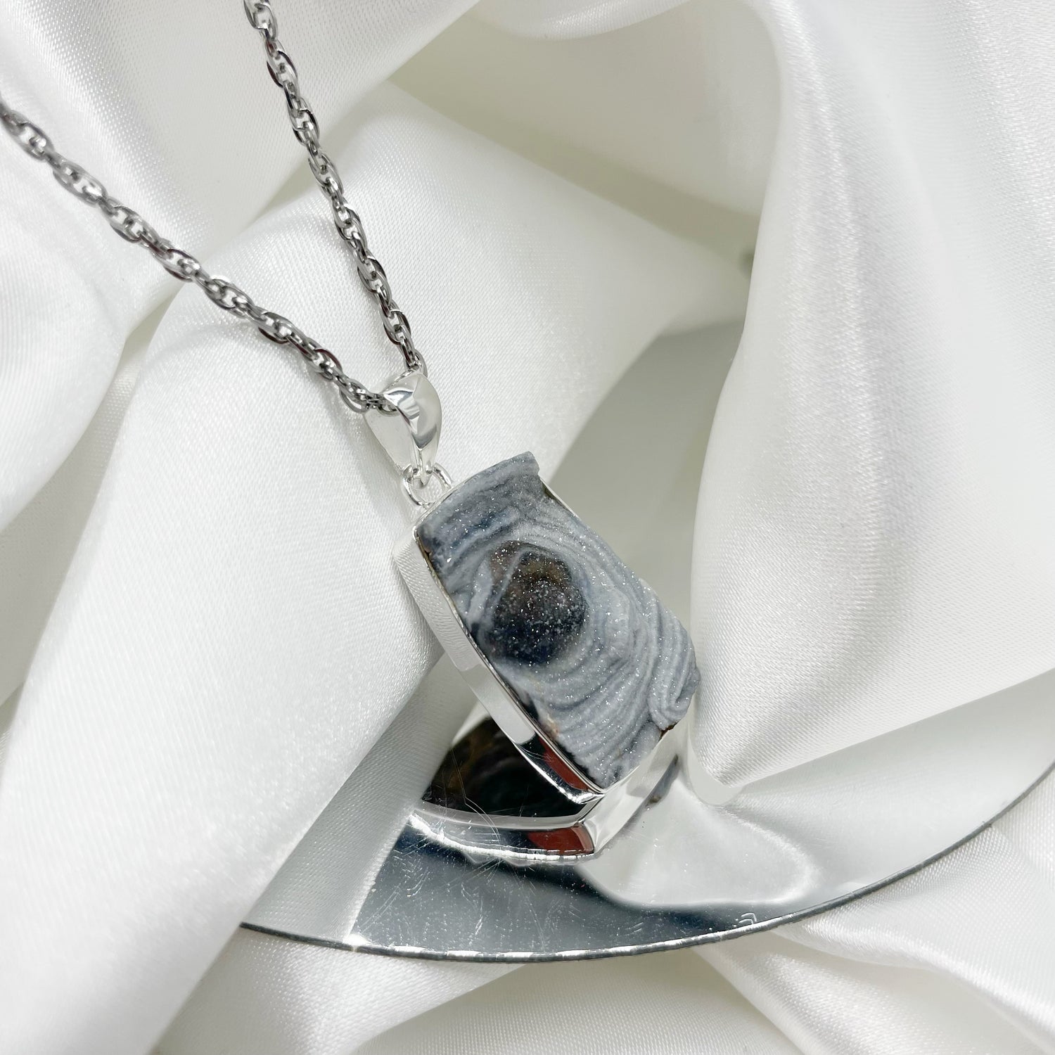 Ciondolo Desert Druzy Rettangolare - Argento 925