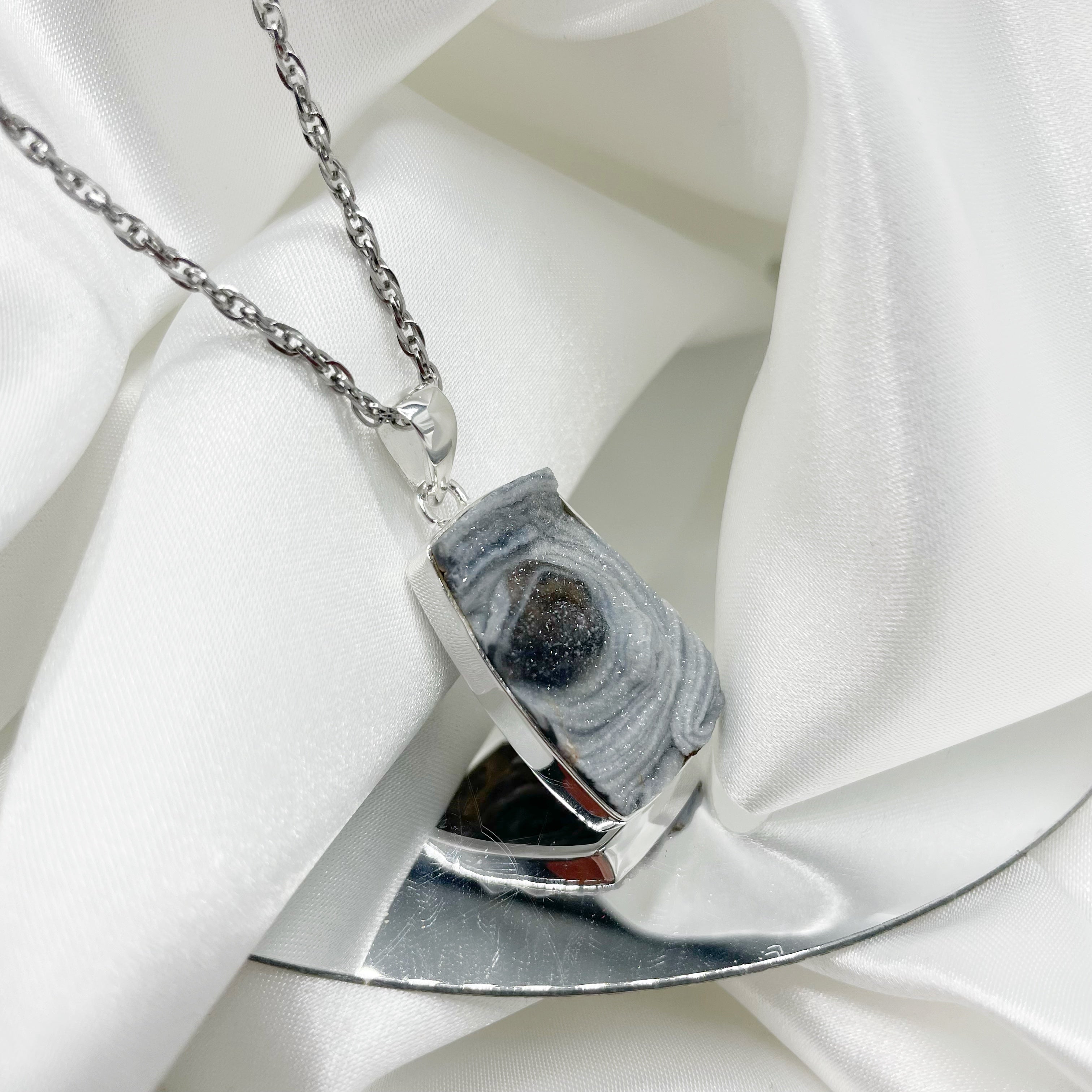 Ciondolo Desert Druzy Rettangolare - Argento 925