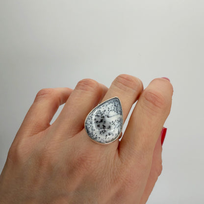Anello Agata dendritica Argento 925 - a goccia