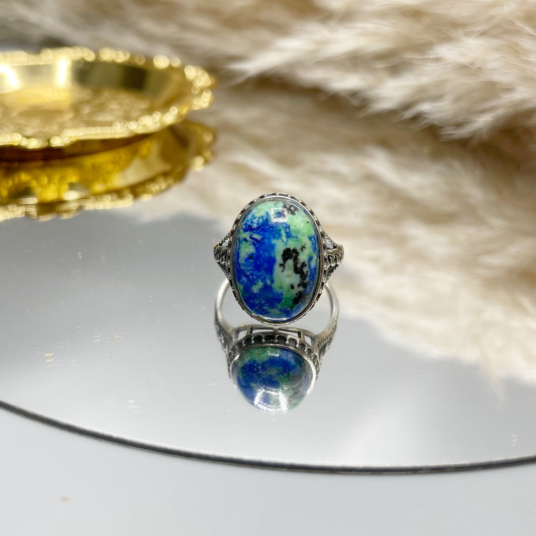Anello Turchese Naturale e Lapislazzuli - Argento 925