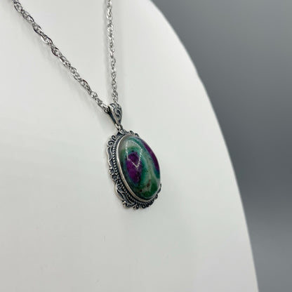 Ciondolo Rubino Fuchsite Ovale - Argento 925