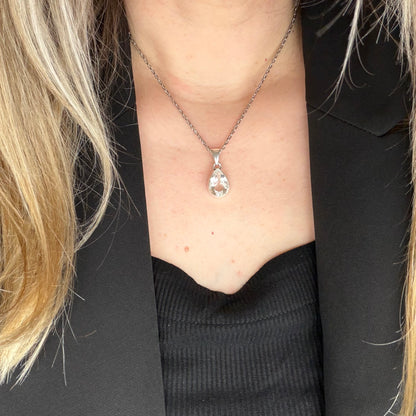 Ciondolo Cristallo di Rocca e Argento 925 - a Goccia