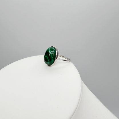 Anello Malachite Ovale - Argento 925