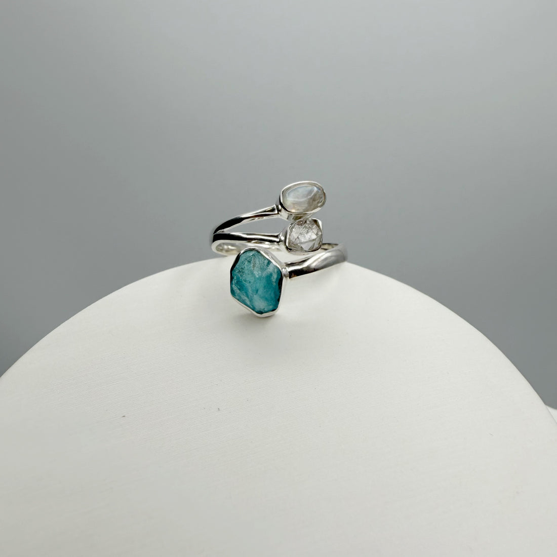 Anello Apatite, Labradorite, Herkimer - Argento 925