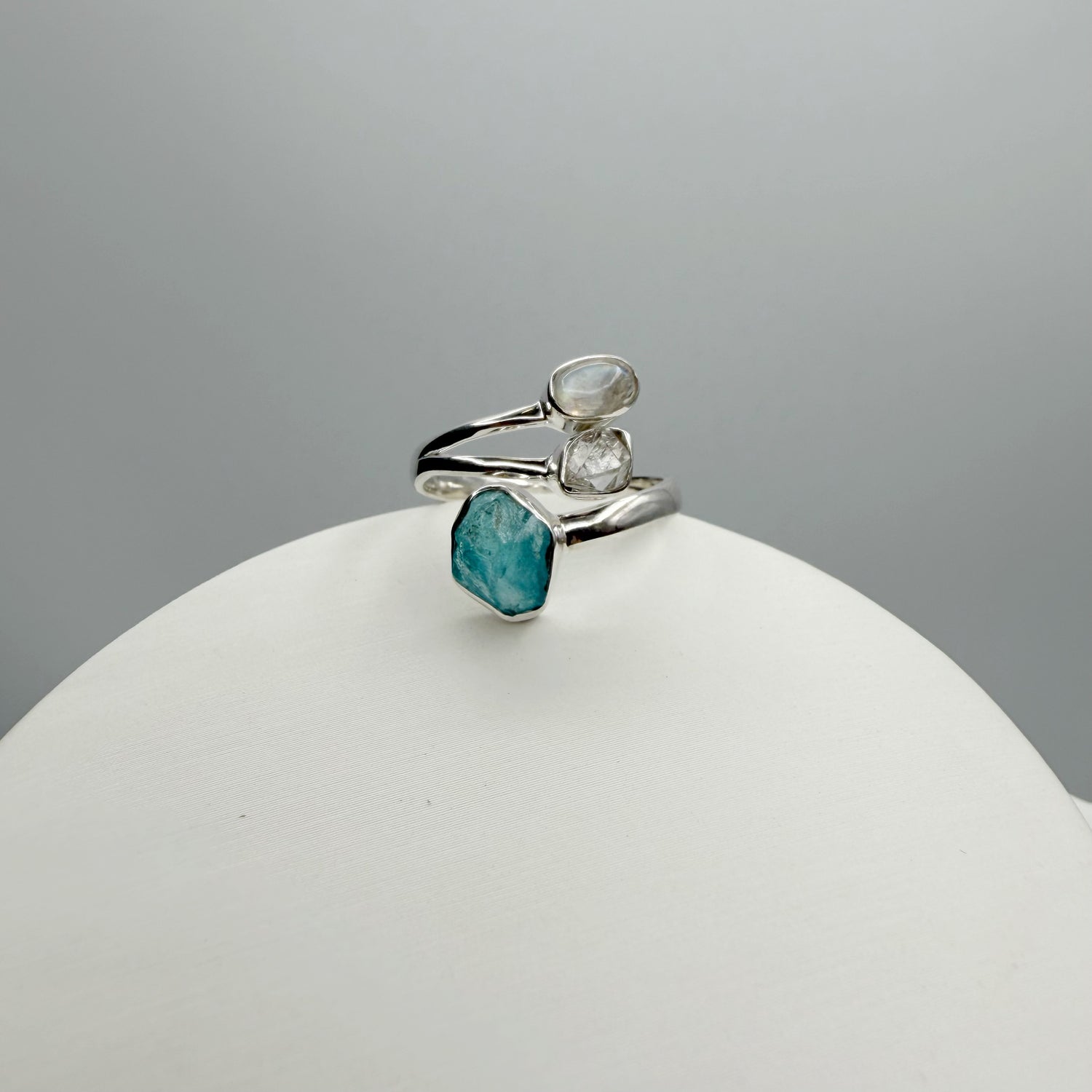 Anello Apatite, Labradorite, Herkimer - Argento 925