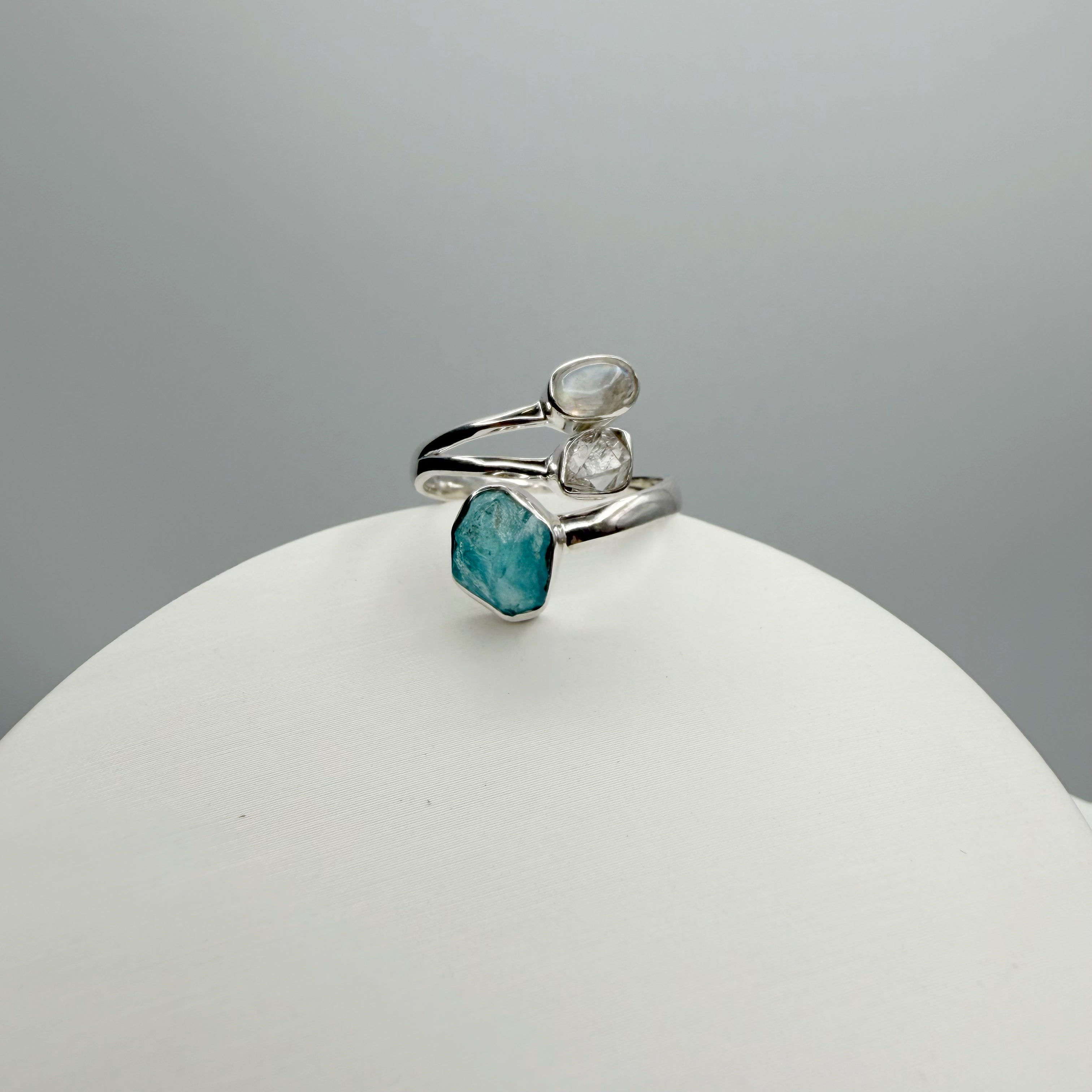 Anello Apatite, Labradorite, Herkimer - Argento 925