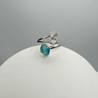 Anello Apatite, Labradorite, Herkimer - Argento 925