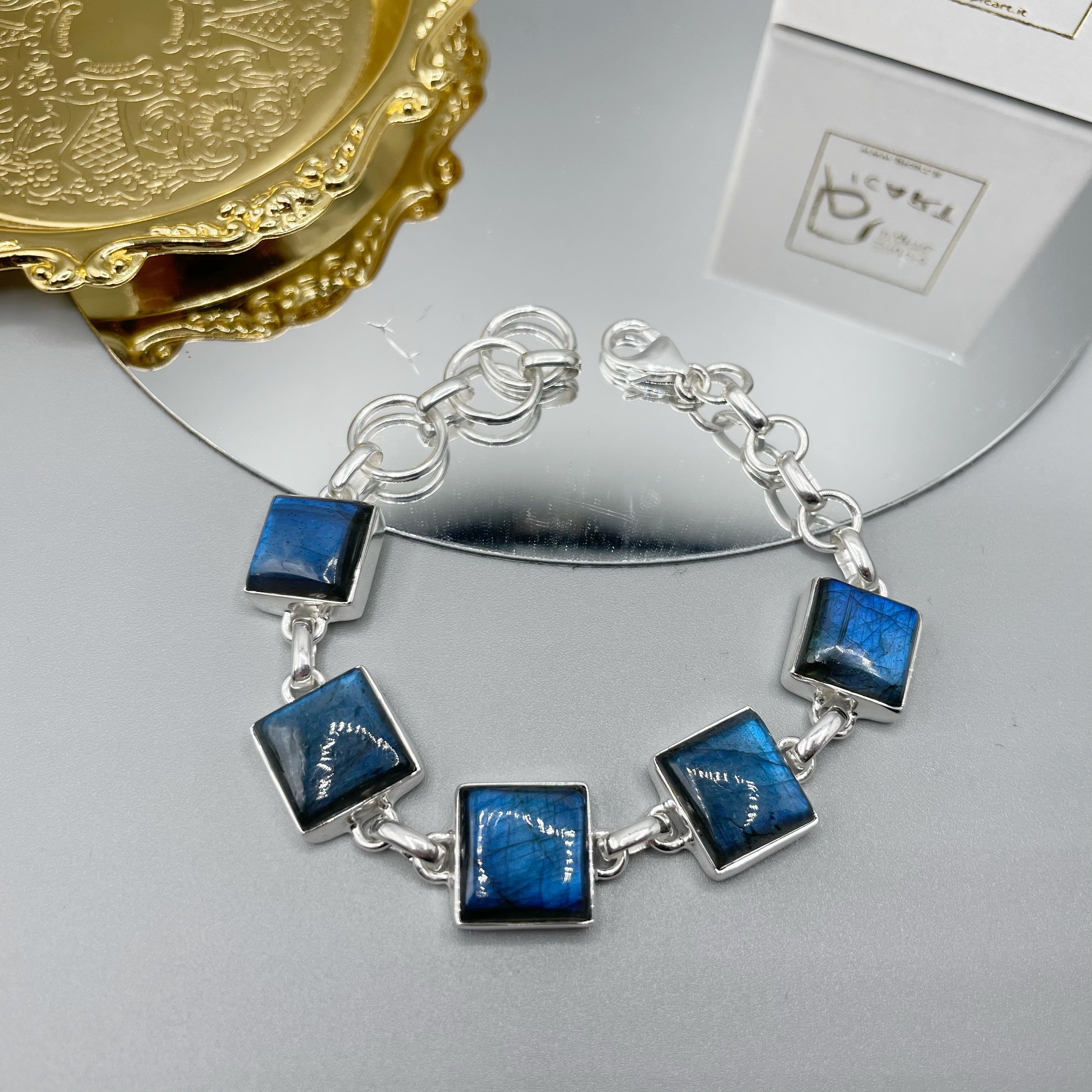 Bracciale Labradorite e Argento 925 - quadrato