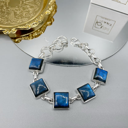 Bracciale Labradorite e Argento 925 - quadrato