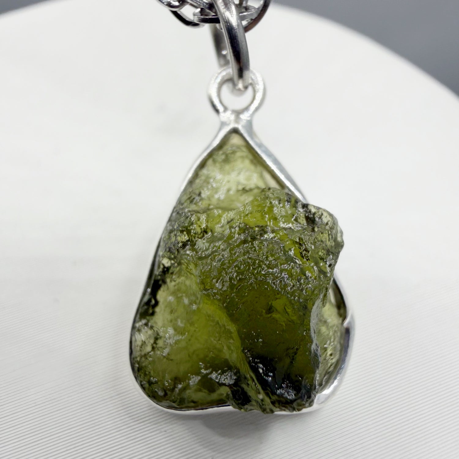 Ciondolo Moldavite Grezza e Argento 925
