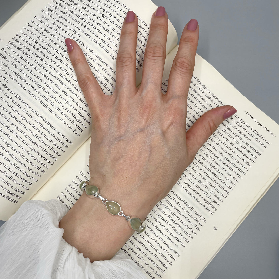 Bracciale Prehnite e Argento 925 - a goccia