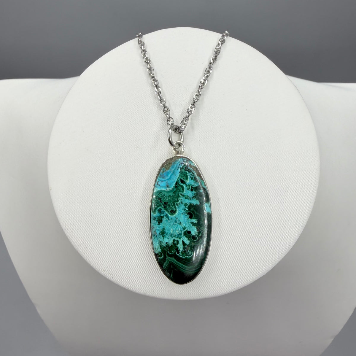 Ciondolo Malachite e Crisocolla Argento 925 - Ovale