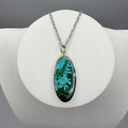 Ciondolo Malachite e Crisocolla Argento 925 - Ovale