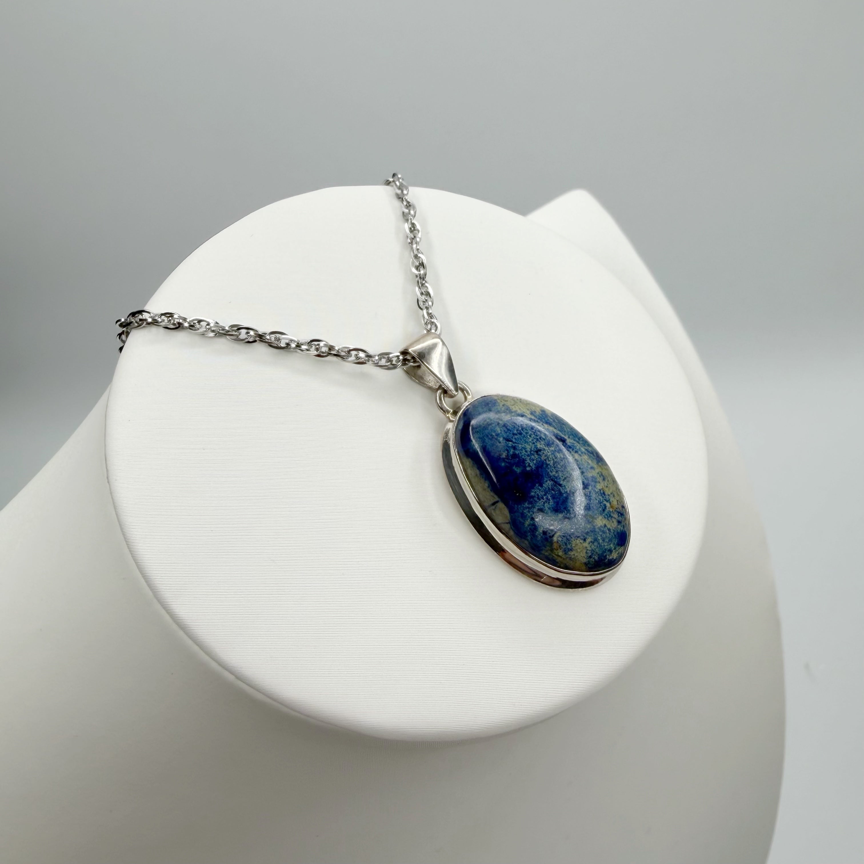 Ciondolo Azzurrite e Argento 925 - Ovale