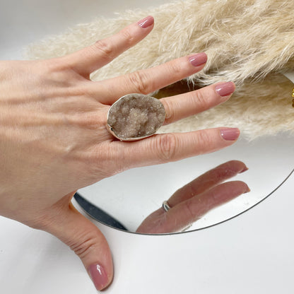 Anello Drusa di Ametista Rosa e Argento 925