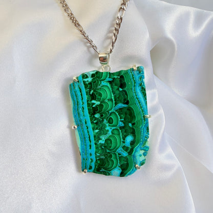 Ciondolo Malachite e Crisocolla Argento 925 - grande
