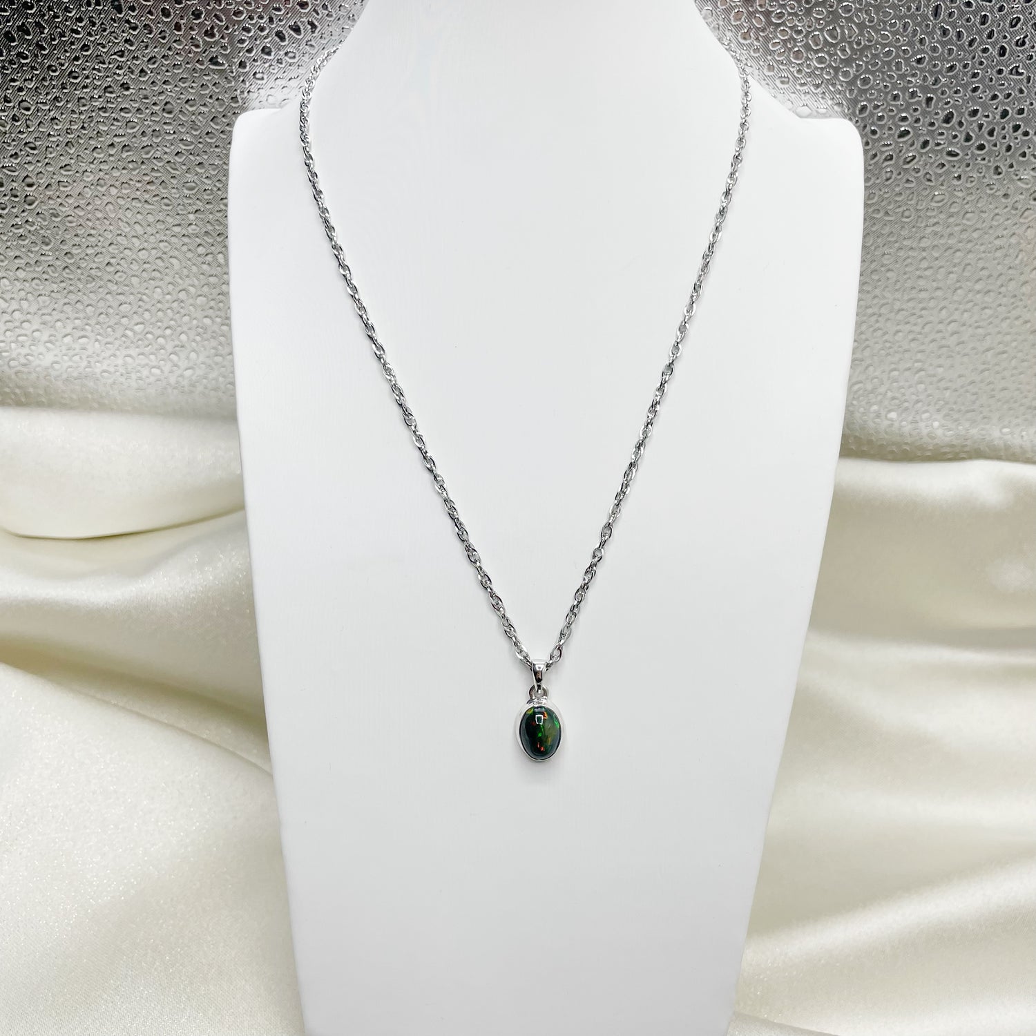 Ciondolo Opale Nero Chalama Ovale - Argento 925