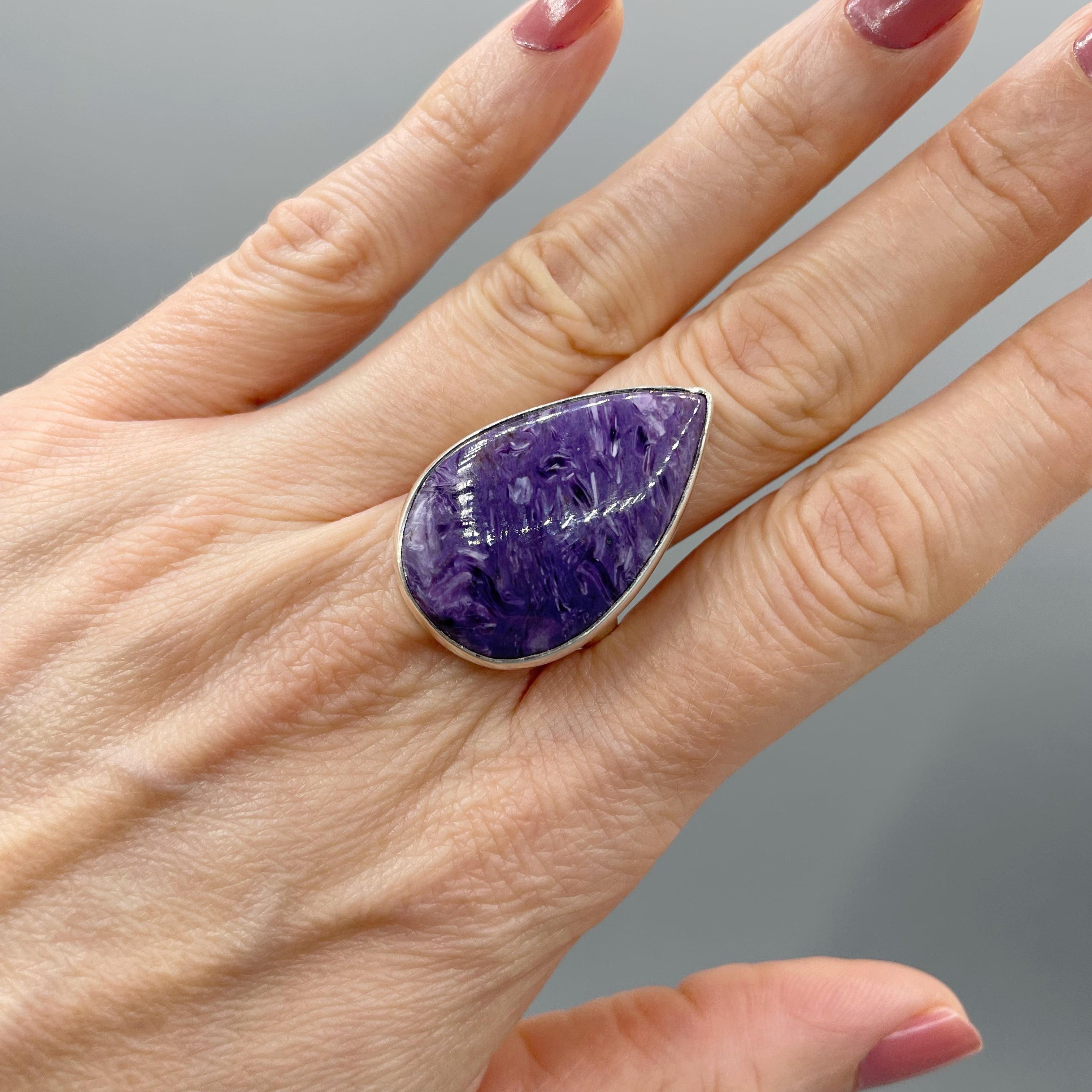 Anello Ciaroite e Argento 925 - A Goccia