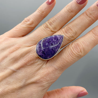 Anello Ciaroite e Argento 925 - A Goccia