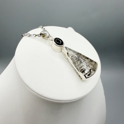 Ciondolo Diopsite e Quarzo Dendritico - Argento 925