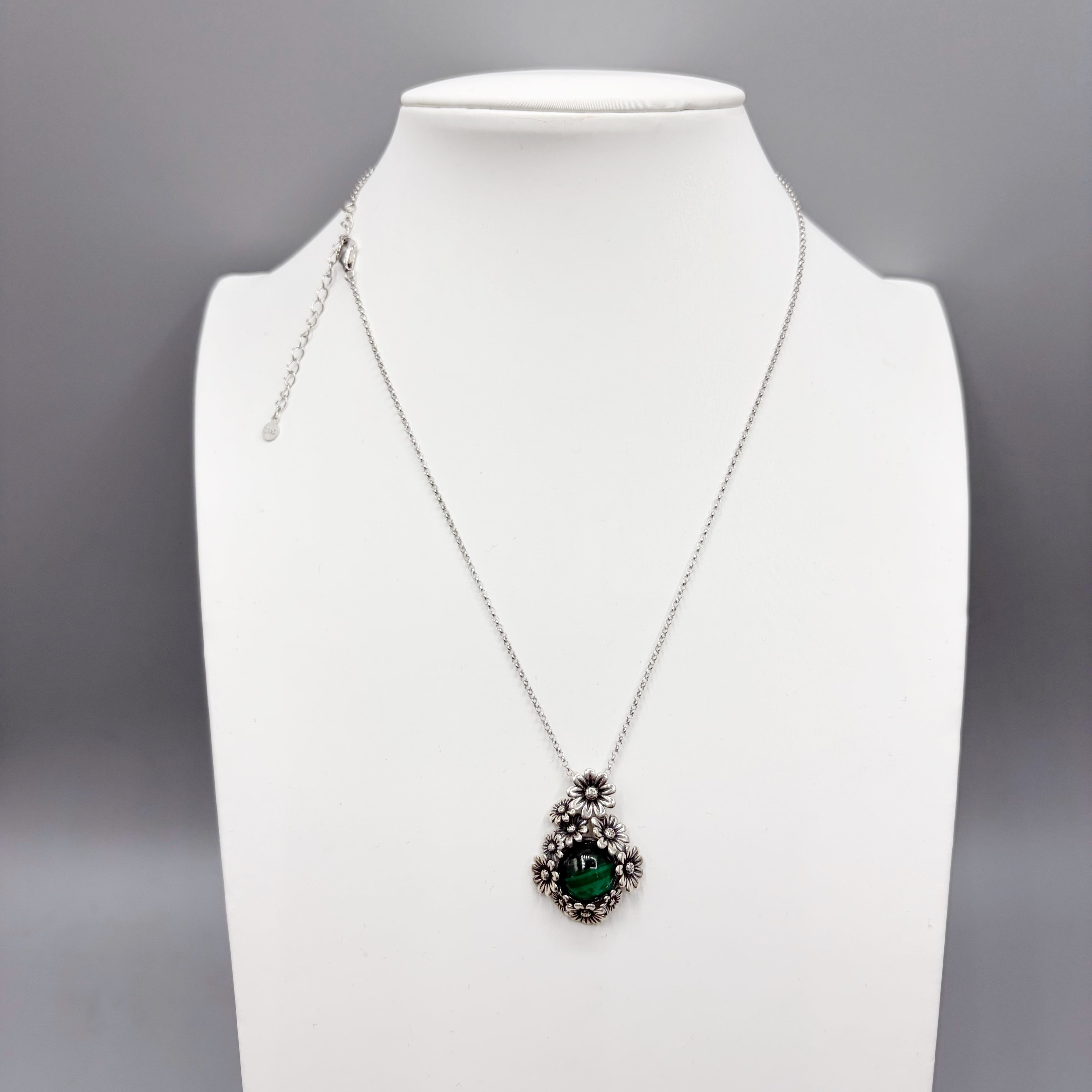 Ciondolo Malachite Fiore - Argento 925