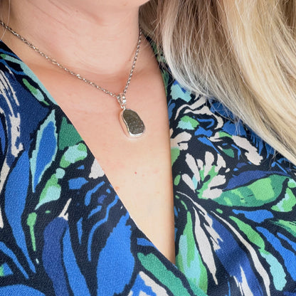 Ciondolo Moldavite Grezza e Argento 925