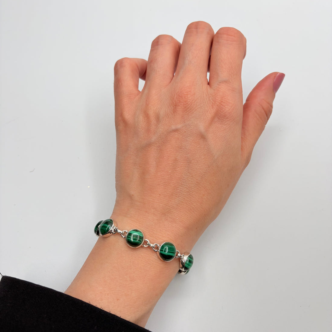 Bracciale Malachite e Argento 925 - Tondo