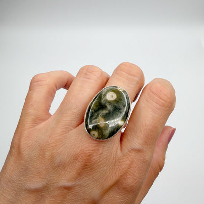 Anello Diaspro Oceano Argento 925 - Ovale
