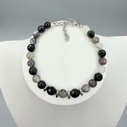 Bracciale Nodo Protettivo | Occhio di Shiva, Quarzo Tormalinato, Ossidiana, Ematite - LIMITED EDITION