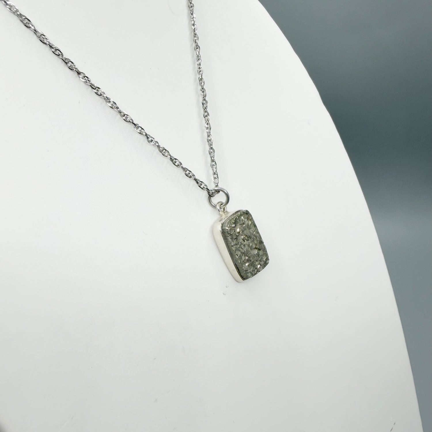 Ciondolo Pirite Grezza - Argento 925 - Rettangolare