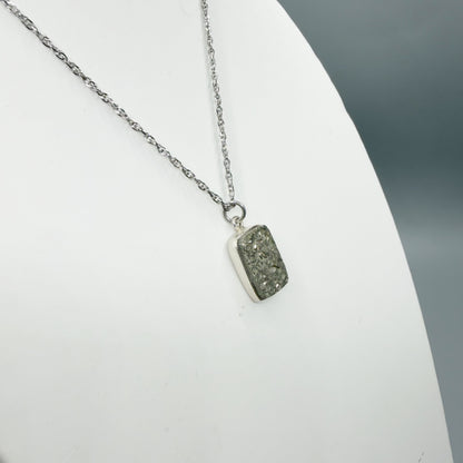 Ciondolo Pirite Grezza - Argento 925 - Rettangolare