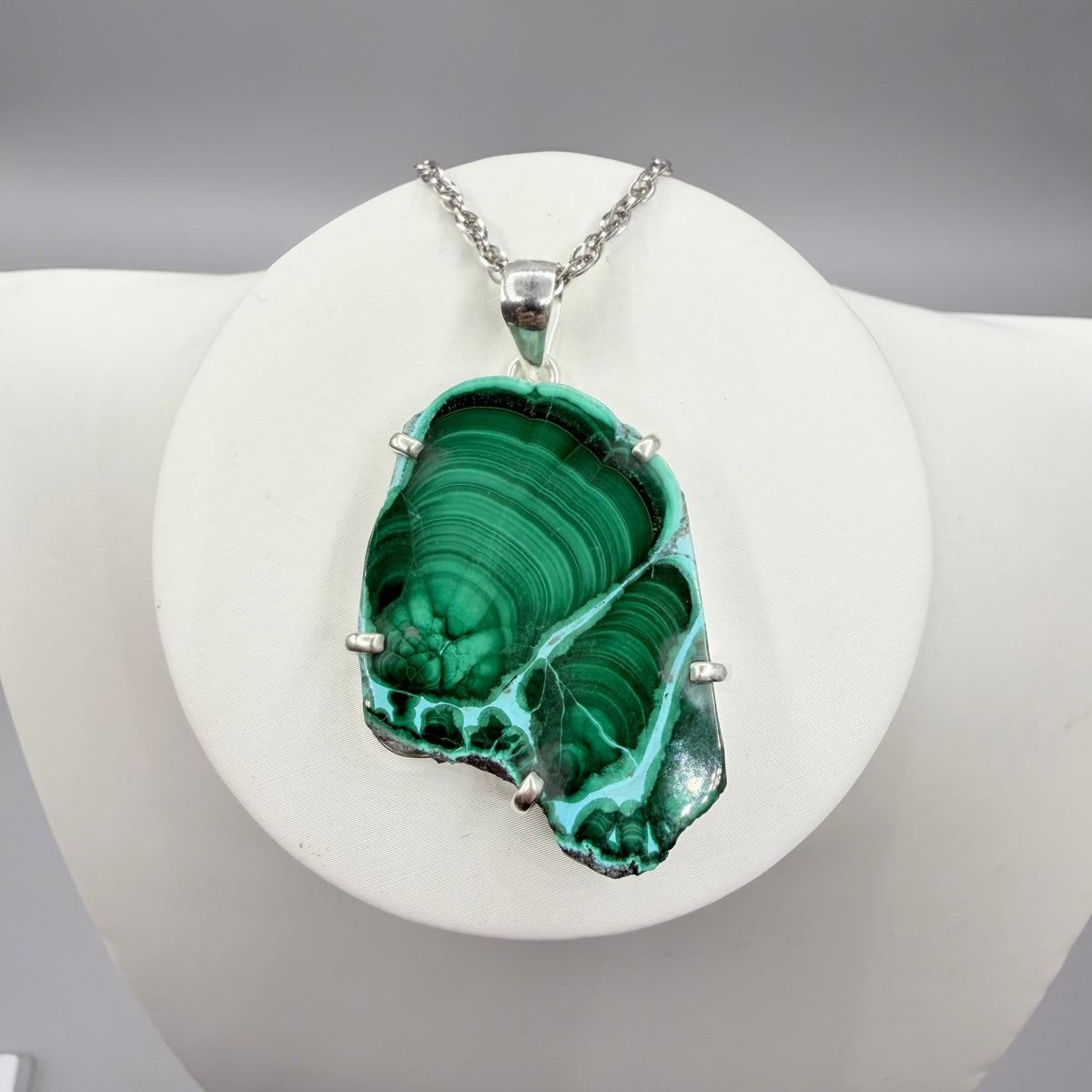 Ciondolo Malachite e Crisocolla Argento 925 - irregolare