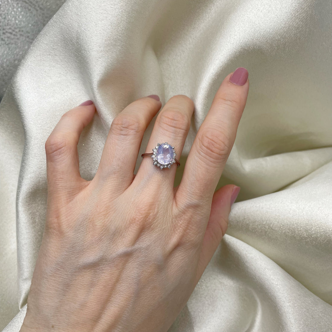 Anello Quarzo Lavanda - (Rame placcato argento 925)