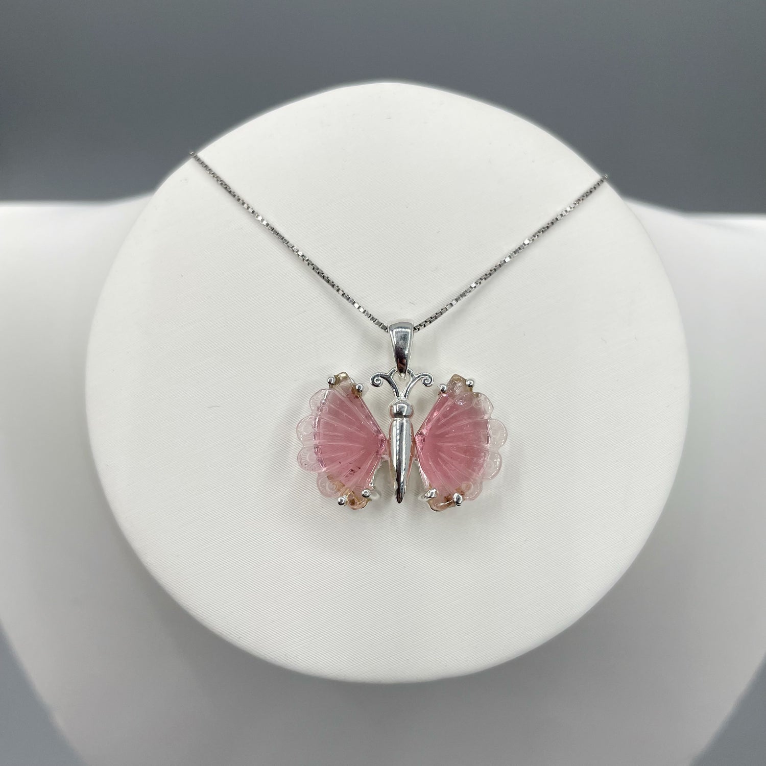 Ciondolo Farfalla Tormalina Rosa e Argento 925