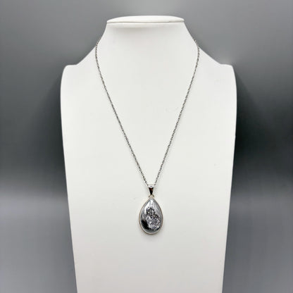 Ciondolo Drusa di Agata con Pirite Aura - Argento 925 - a Goccia