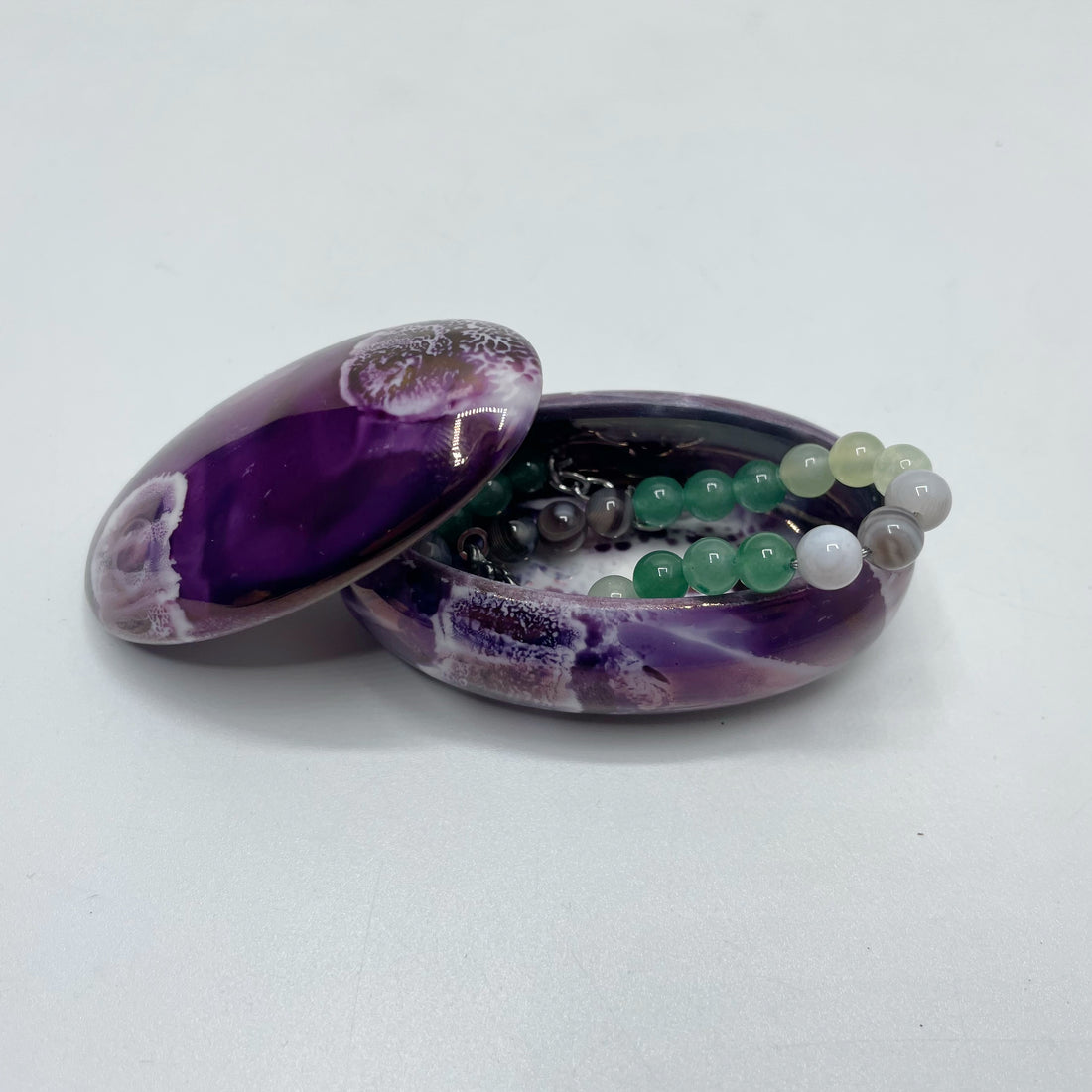 Portagioie Mignon, porcellana dipinta a mano - Viola