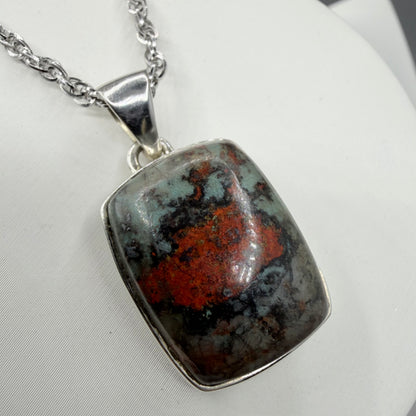Ciondolo Cuprite e Argento 925 - Retangolare