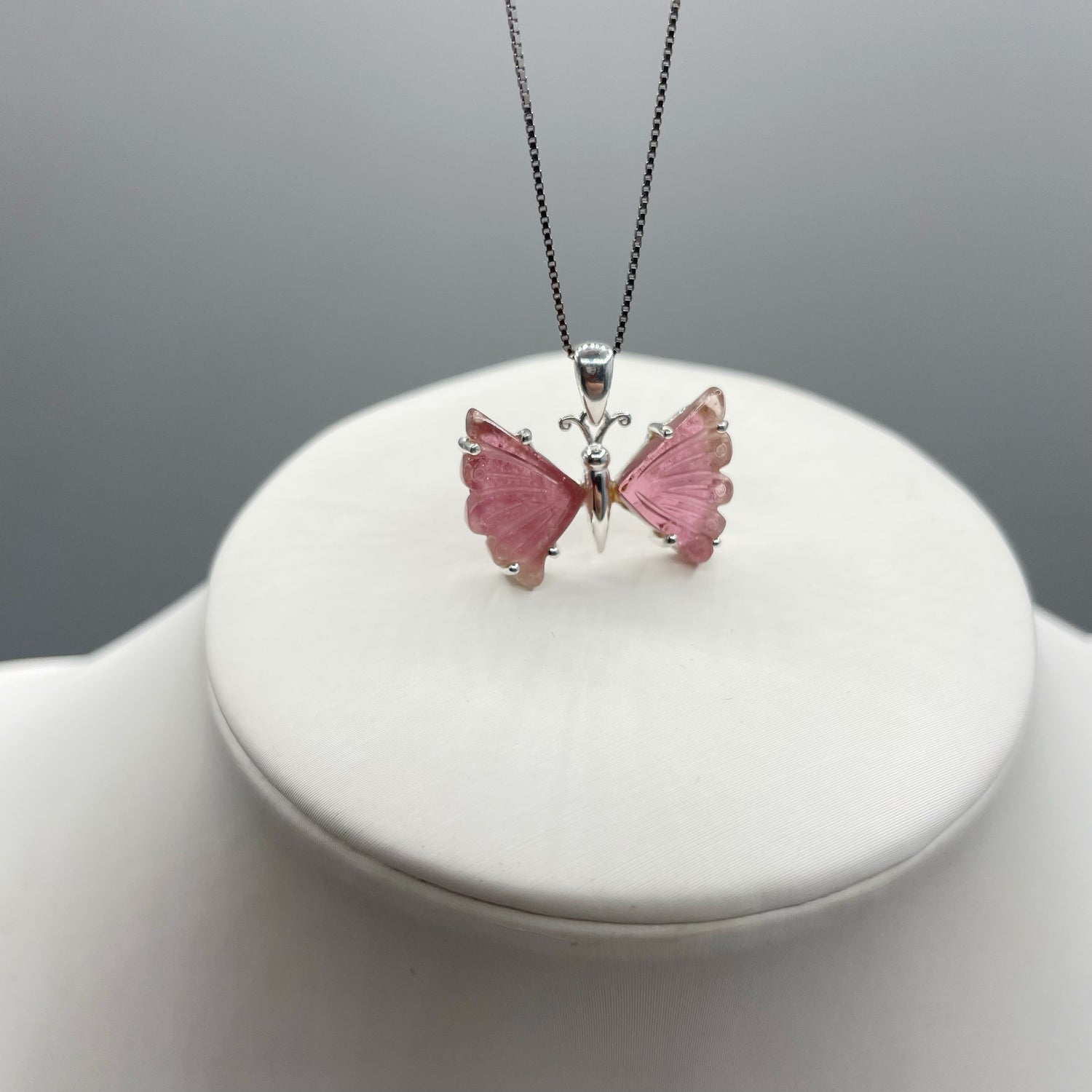 Ciondolo Farfalla Tormalina Rosa e Argento 925