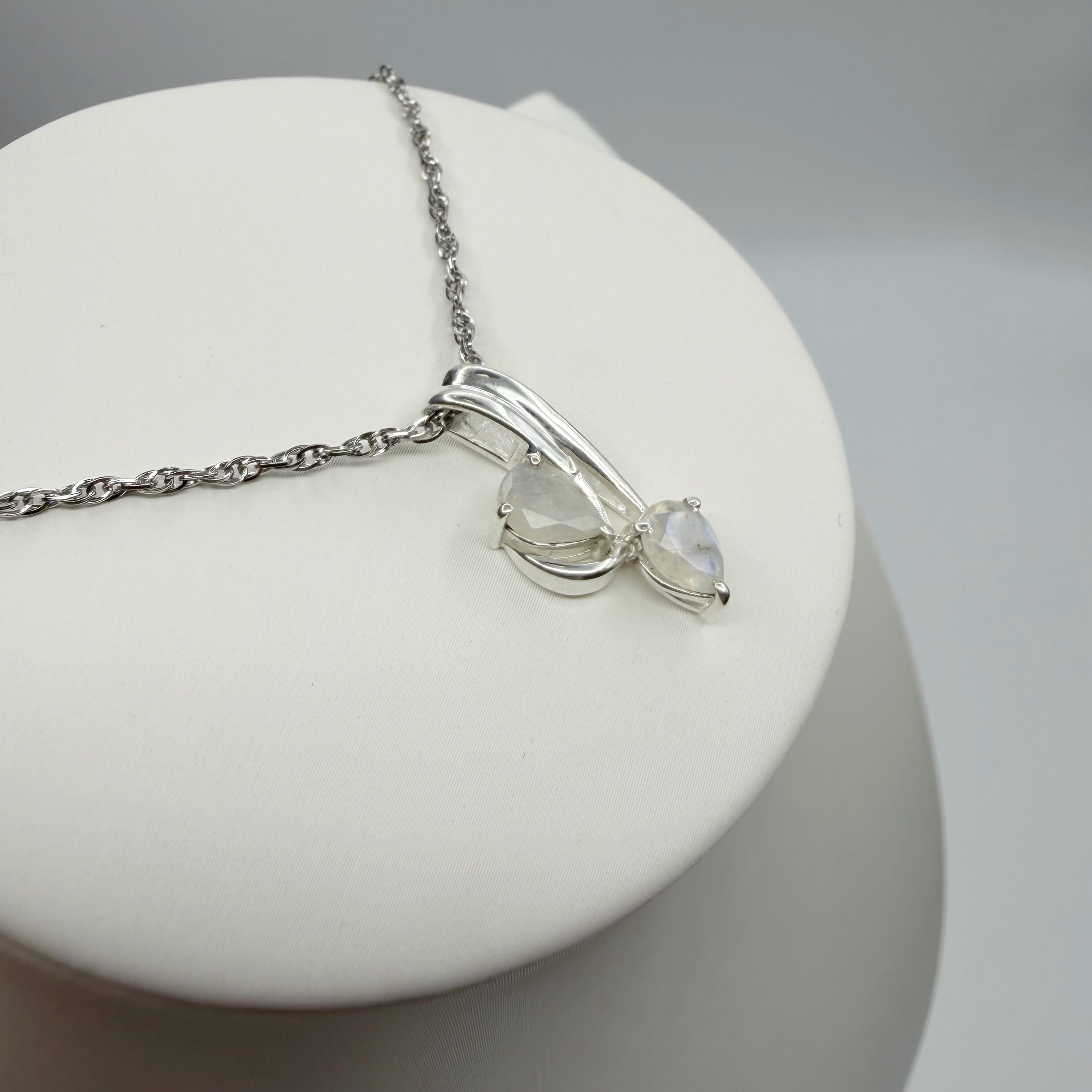 Ciondolo Double Labradorite Bianca - Argento 925