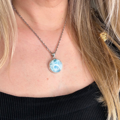 Ciondolo Larimar Argento 925 - Tondo