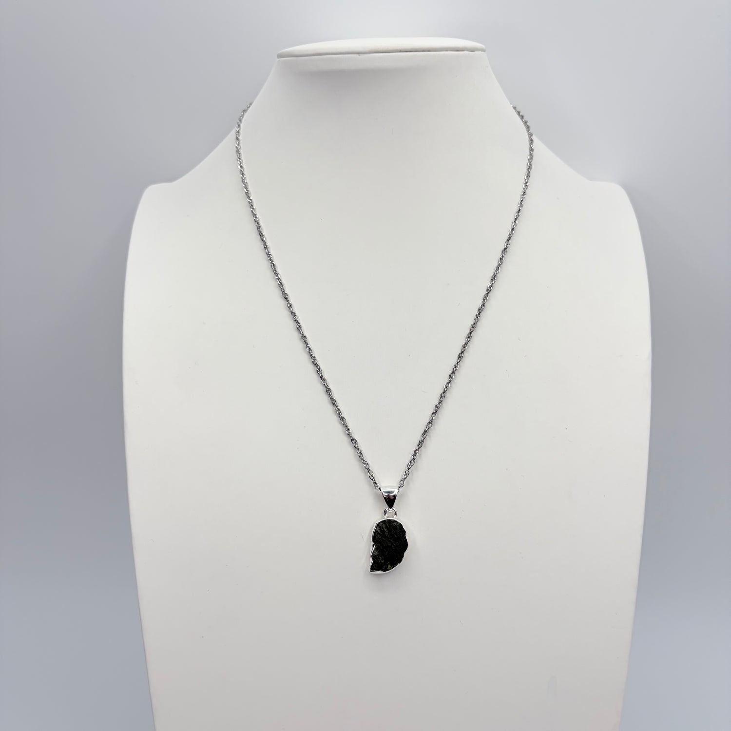 Ciondolo Moldavite Grezza - Argento 925