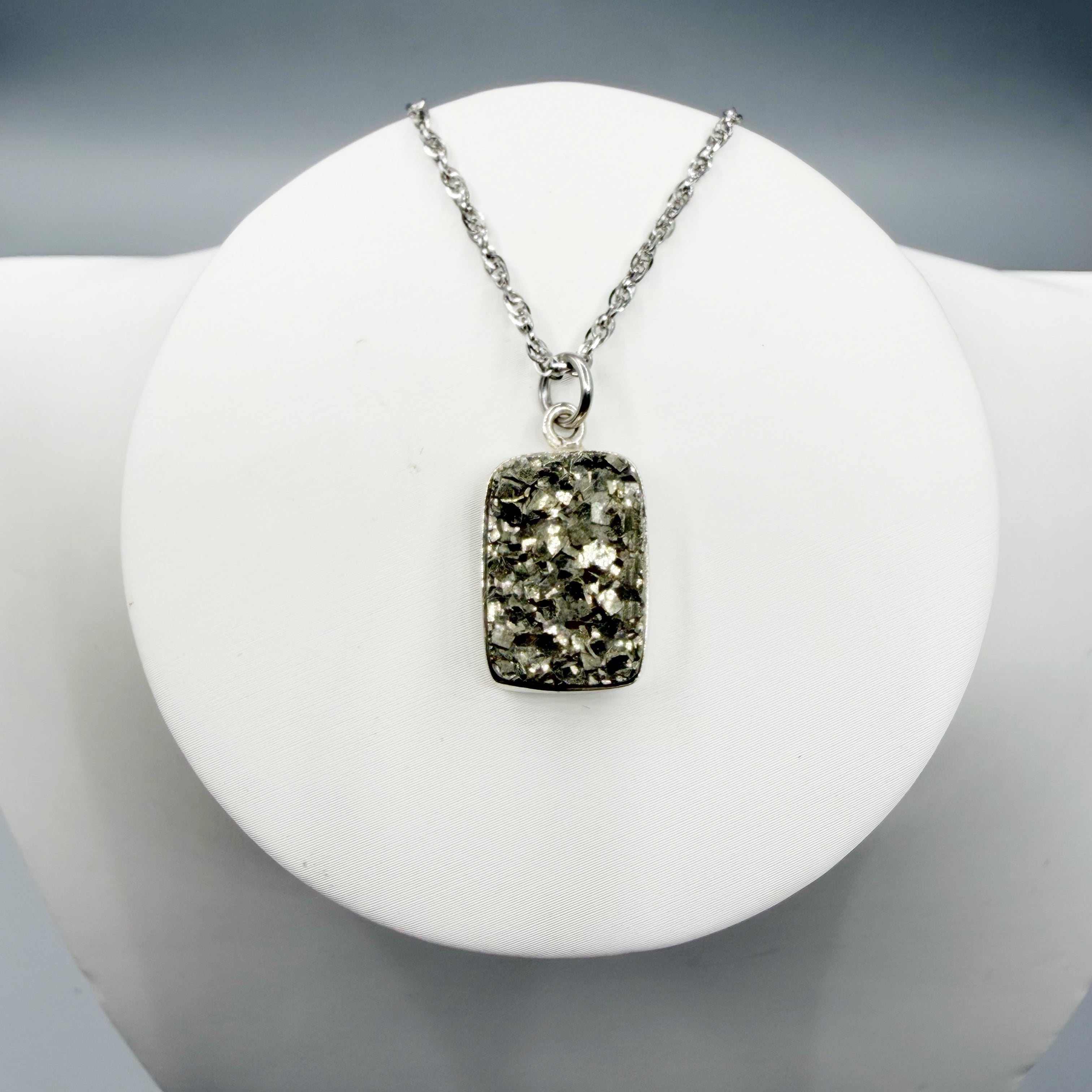 Ciondolo Pirite Grezza - Argento 925 - Rettangolare