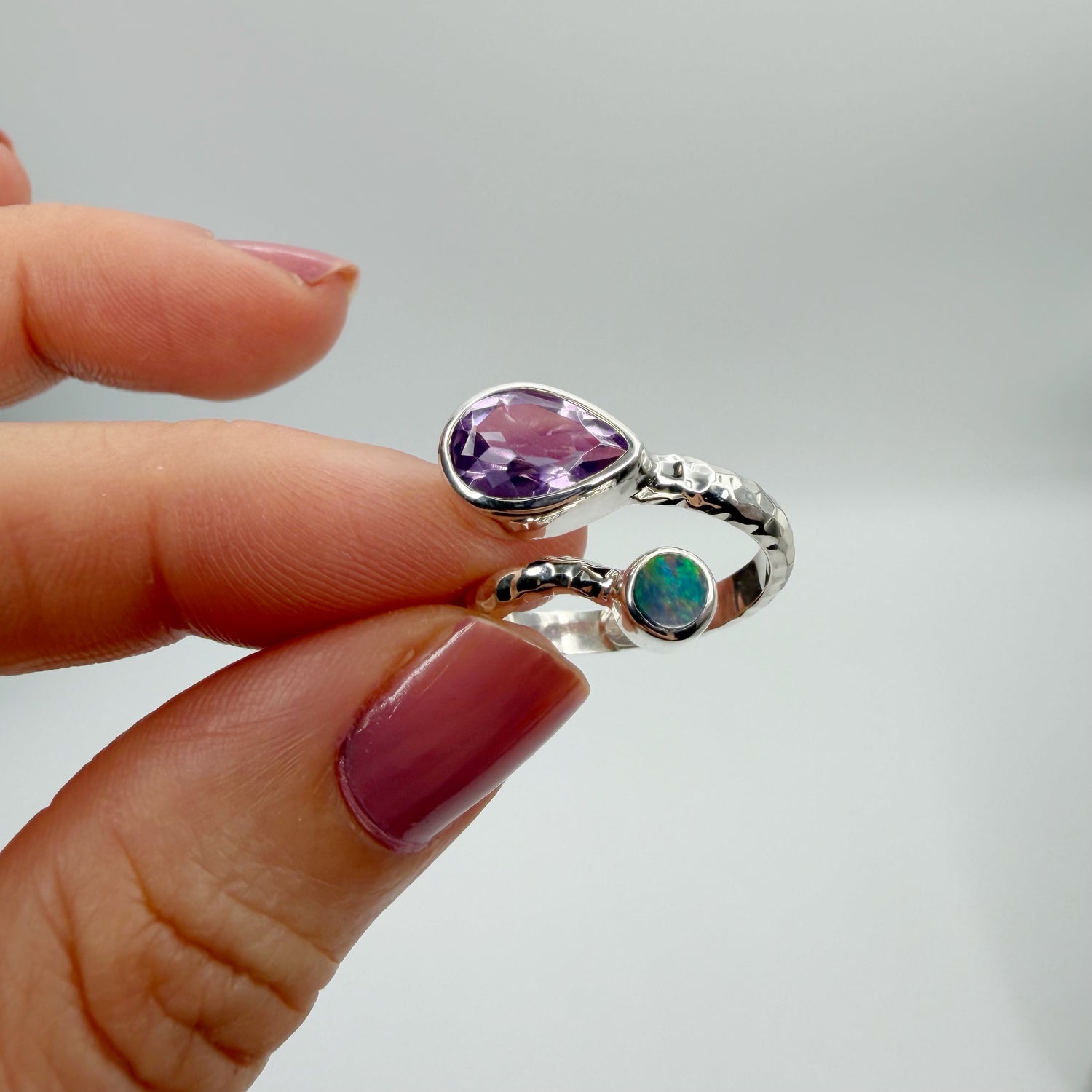 Anello Ametista e Opale Australiano - Argento 925