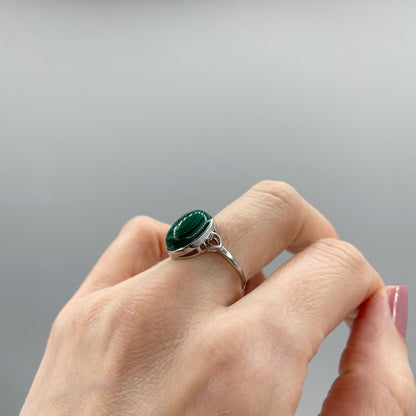 Anello Malachite Ovale - Argento 925