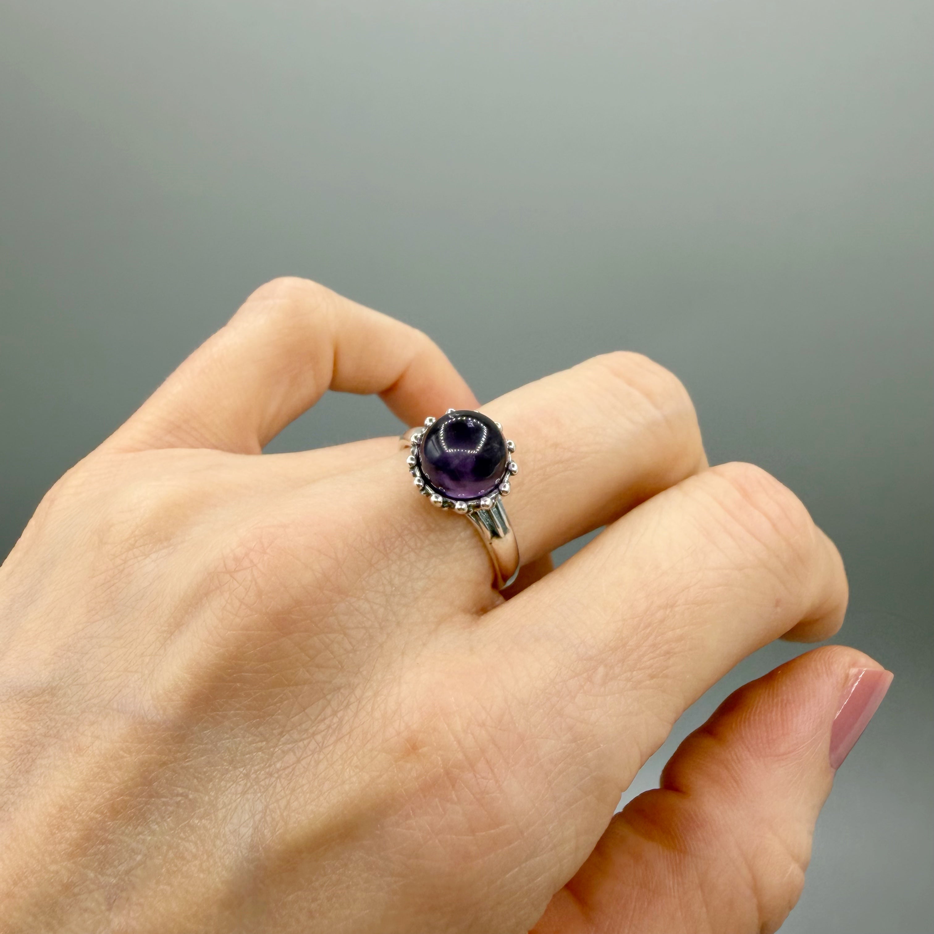 Anello Ametista - Argento 925 - Sfera