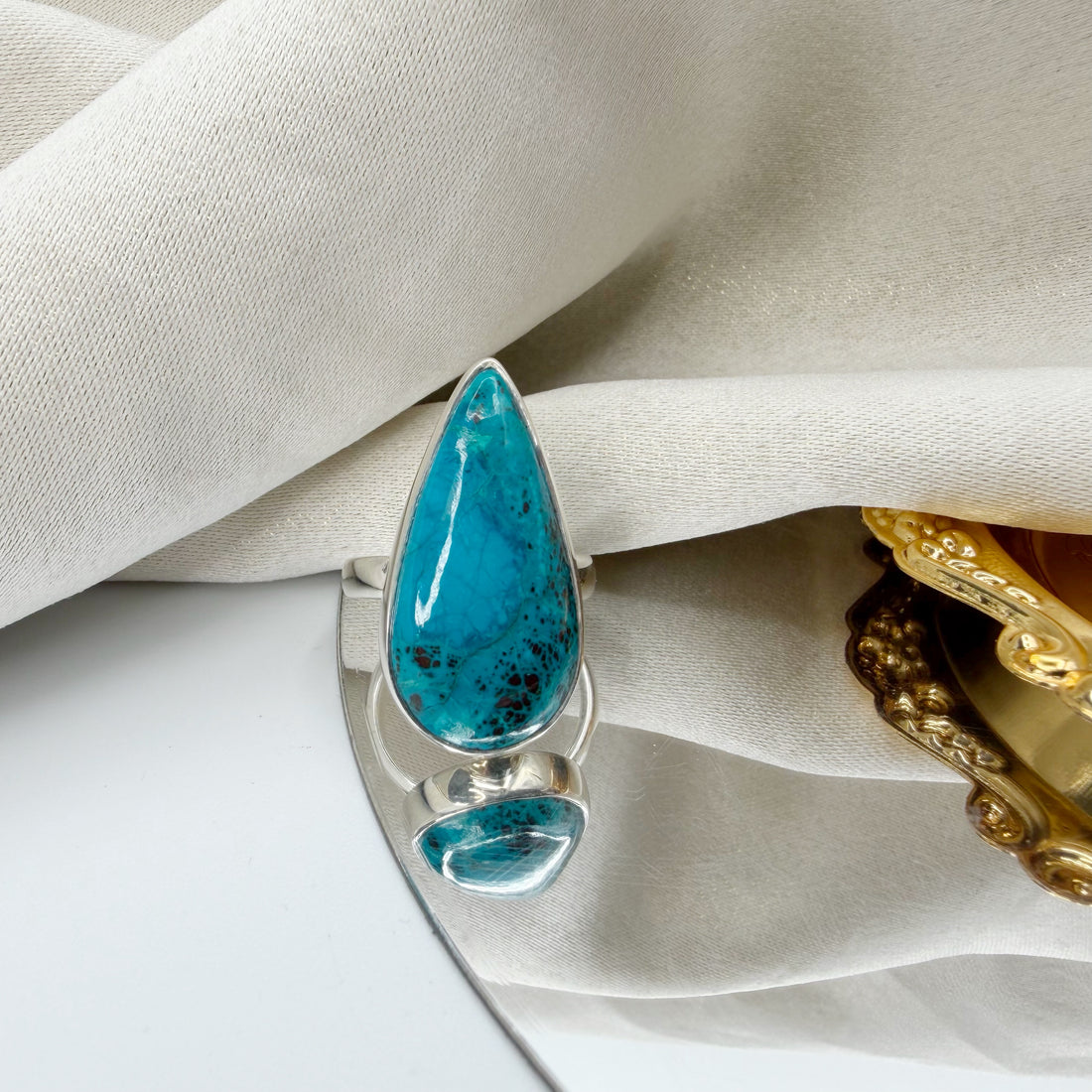 Anello Shattuckite e Argento 925 - a Goccia