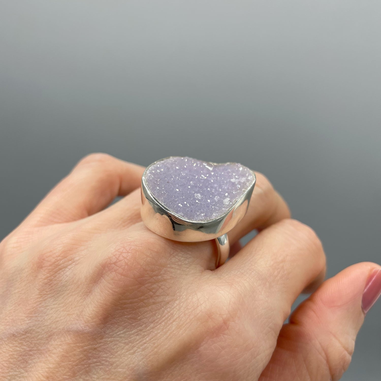 Anello Drusa di Quarzo Lavanda e Argento 925